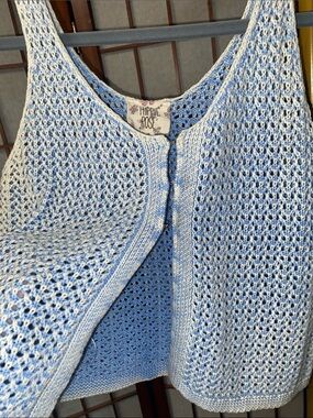 Hippie Rose Sky Blue Crochet Tank